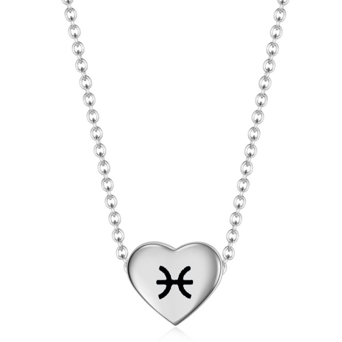 Zodiac 12MM Heart Simple Necklace Fashion Pendant Titanium Steel 18K Gold Collarbone Chain Versatile Wholesale