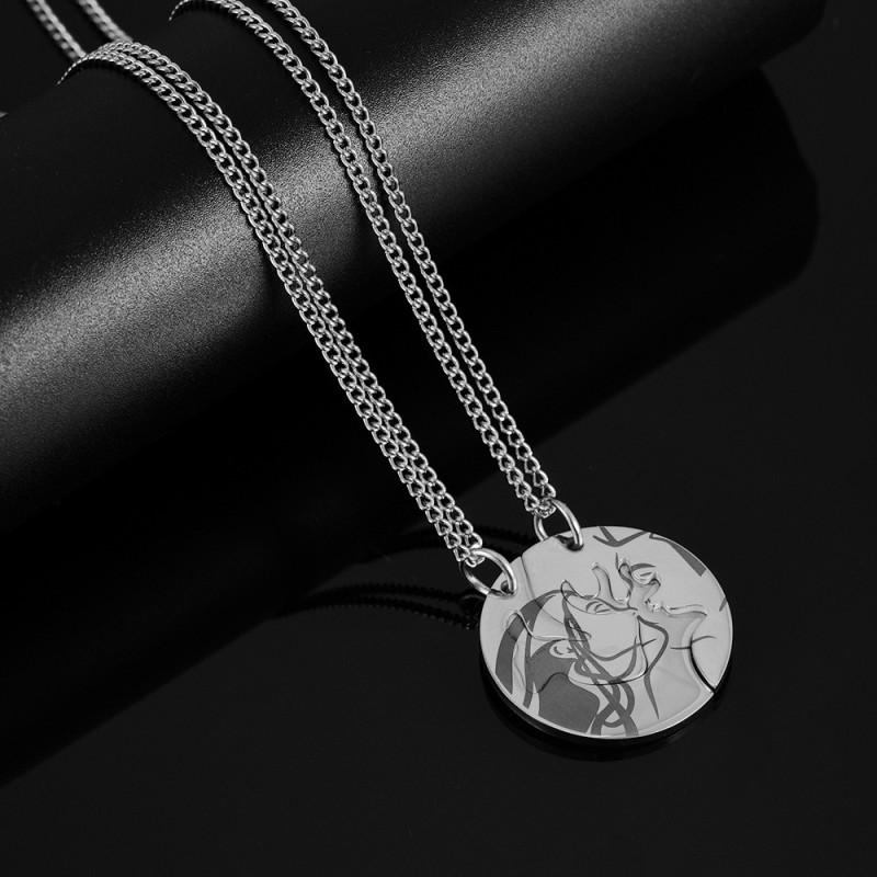 Wish Amazon Hot Sale New European and American Simple One Deer With You Men and Women Can Be Spliced Couple Antlers Puzzle Necklace