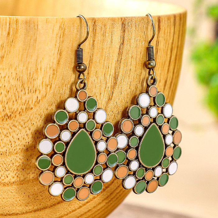 Hot-Selling Earrings Multi-Piece Set Ethnic Style Colorful Dopamine Water Drop Shape Oil Drop Earrings Manufacturer W...
