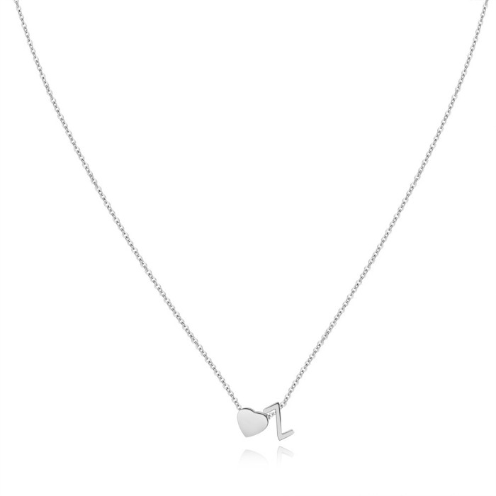 DIY Three-Dimensional Heart New Necklace Personalized 26 English Letters Name Matching Necklace for Women Versatile C...