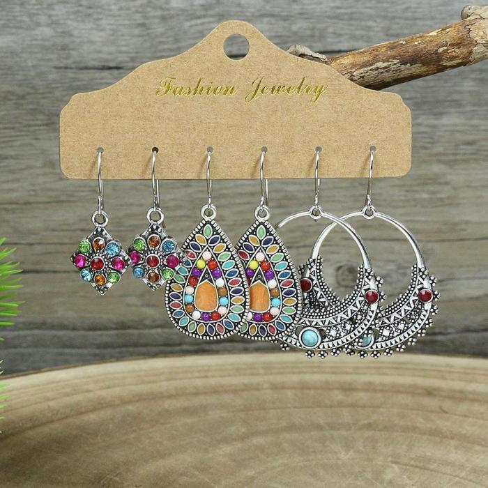 Amazon Hot Sale Bohemian Earrings Vintage Ethnic Hollow Tassel Bead Circle Earrings