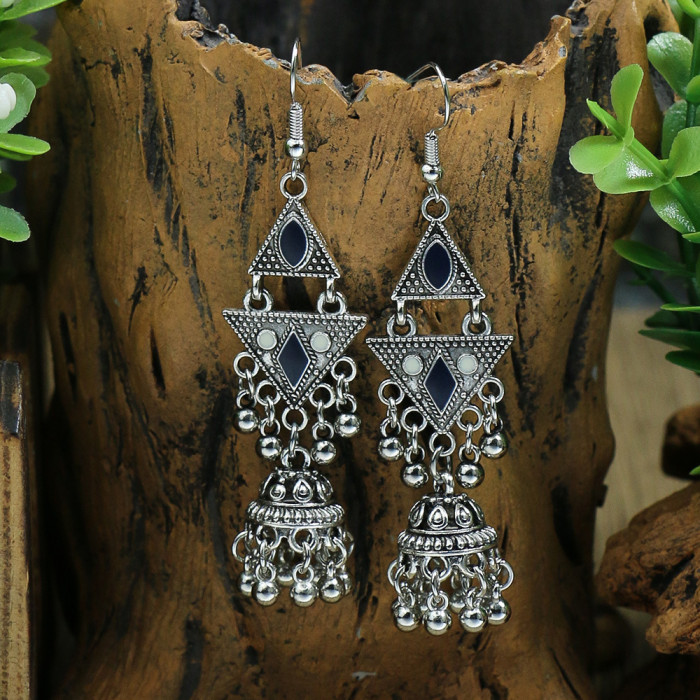 Amazon New Fashion Earrings Ethnic Style Retro Earrings Long Palace Bell Earrings Exaggerated