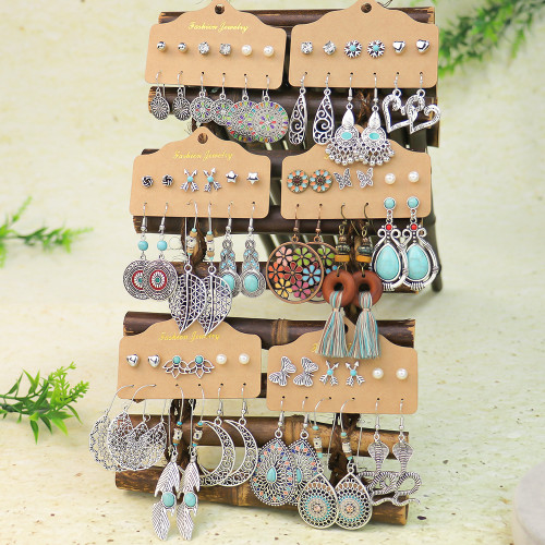 Beach Vacation Style Popular Hollow Tassel Earrings for Women Heart Water Drop Bohemian Fashion Texture Stud Earrings Wholesale