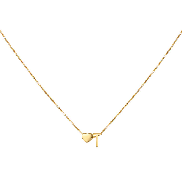 DIY Three-Dimensional Heart New Necklace Personalized 26 English Letters Name Matching Necklace for Women Versatile C...