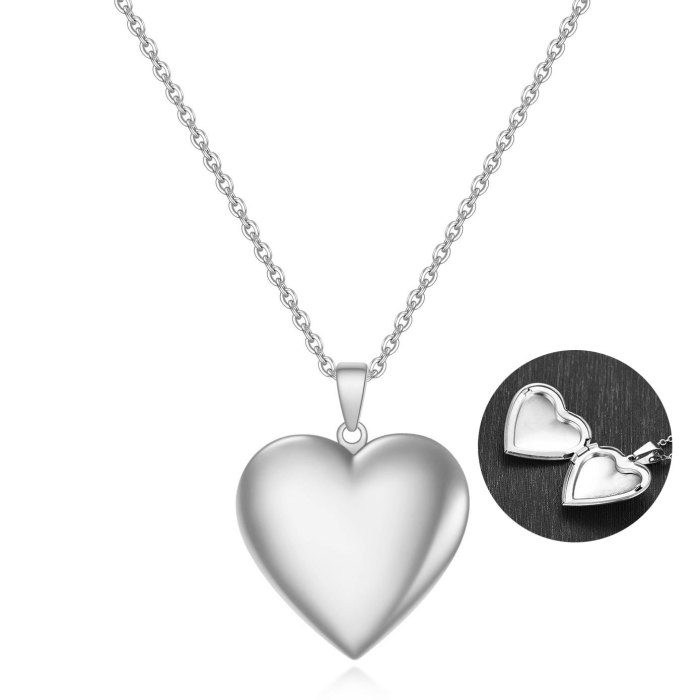 Hot Sale Creative Commemorative Openable Heart Pendant Stainless Steel Heart Necklace Laser Logo for Women