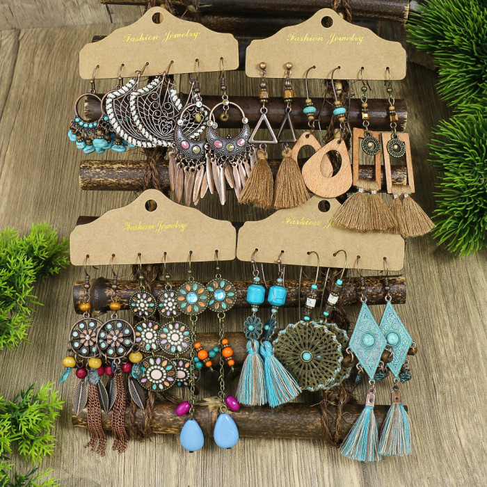 Exaggerated Earrings Set Bohemian Long Vacation Versatile Earrings Niche Style Earrings for Women Wholesale, Jewelry...