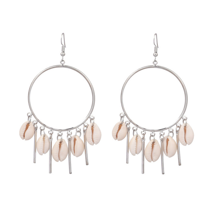 Large Circle Tassel Earrings European and American Fashion Earrings Personality Elegant Gold Sparkling Geometric Temperament Versatile Ear Accessories