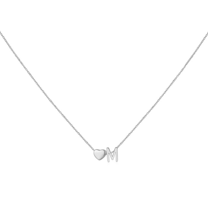 DIY Three-Dimensional Heart New Necklace Personalized 26 English Letters Name Matching Necklace for Women Versatile C...