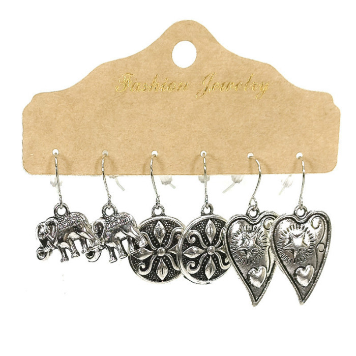 Vintage Ethnic Style Jewelry Silver Color Personality Design Butterfly Earrings Elephant Turtle Star Earrings Source