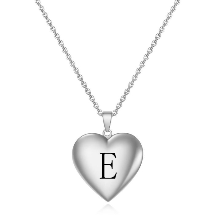 26 Letter Creative Commemorative Photo Openable Heart Pendant Titanium Steel Letter Heart Necklace Wholesale