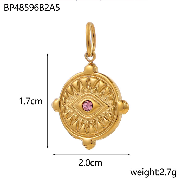 Hot Sale DIY Zircon Pendant Round Plate with Stone Devil's Eye Multi-Color Optional Pendant Accessories, Necklaces