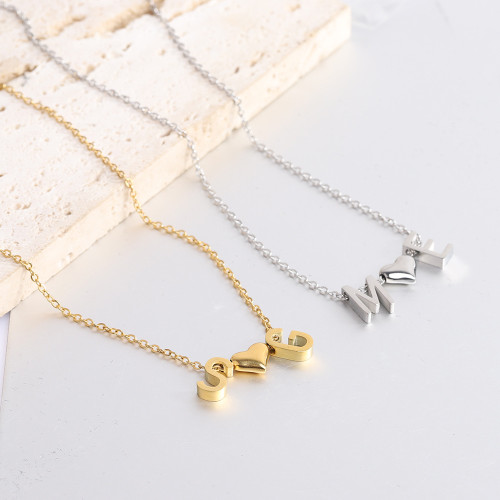 European and American Cross-Border New Product Personality Creative Women's Fashion DIY Interchangeable 26 Letters Three-Dimensional Stainless Steel Necklace Wholesale