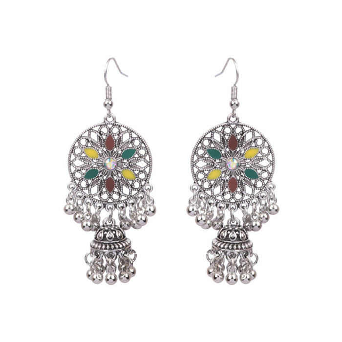Amazon New Fashion Earrings Ethnic Style Retro Earrings Long Palace Bell Earrings Exaggerated