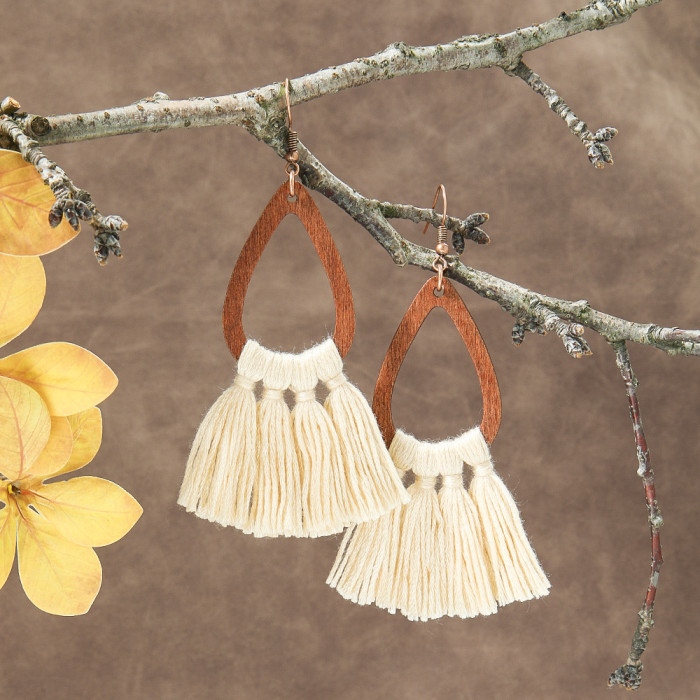 New Hot Selling Retro Bohemian Style Personality Geometric Water Drop Earrings Ethnic Vacation Style Tassel Earrings