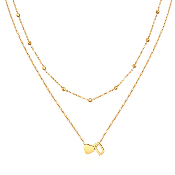 26 Initials Capital Letters Simple Necklace for Women Stainless Steel 3D Heart Letter Necklace Engravable Necklace Wh...