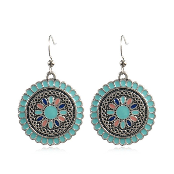 Simple Fashion Creative Earrings Round Elegant Flower Sweet Floral Ear Jewelry Wholesale