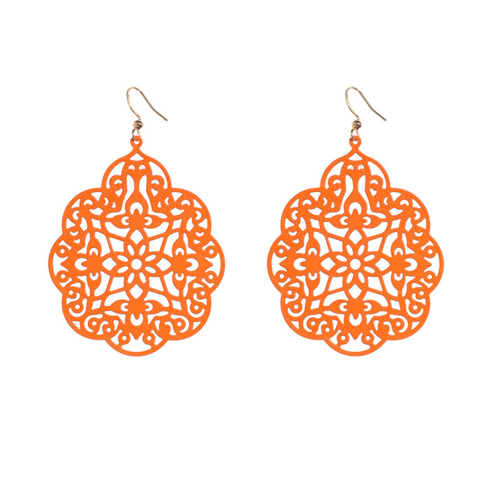 Foreign Trade Hot-Selling Colorful Yunnan Ethnic Vacation Style Hollow Earrings Creative Personality Exaggerated Ear...