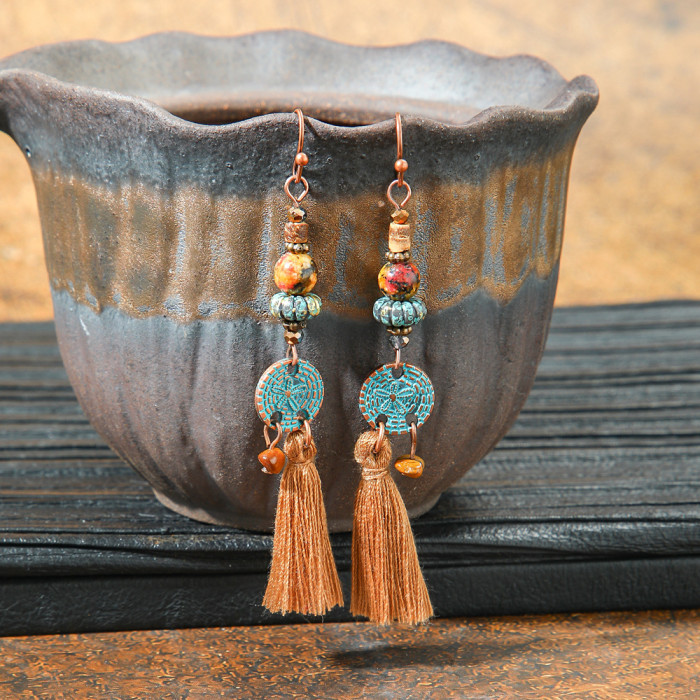 Hot Selling Vintage Earrings Long Geometric Tassel Earrings Set Bohemian Ear Jewelry Wholesale Yiwu, Jewelry Sets