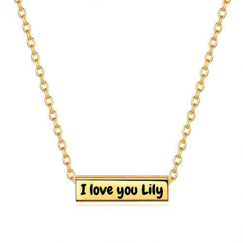 Manufacturer Wholesale 5MM Smooth Hollow Long Strip Laser Logo Engraving Fashion Simple Pendant Collarbone Chain Necklace