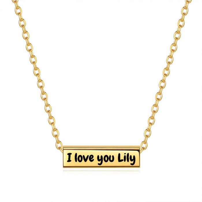 Manufacturer Wholesale 5MM Smooth Hollow Long Strip Laser Logo Engraving Fashion Simple Pendant Collarbone Chain Neck...