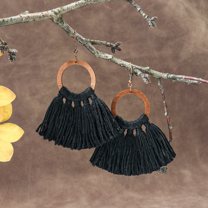 New Hot Selling Retro Bohemian Style Personality Geometric Water Drop Earrings Ethnic Vacation Style Tassel Earrings
