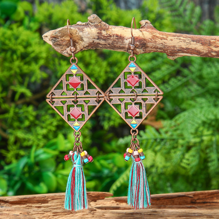 Original Design Handmade Woven Tassel Earrings Bohemian Bestsellers Vintage Long Vacation Earrings