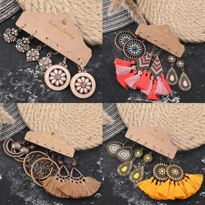 Trendy Earrings for Women, Creative New Tassel Earrings, Flower Shell Gold Geometric Drop Earrings