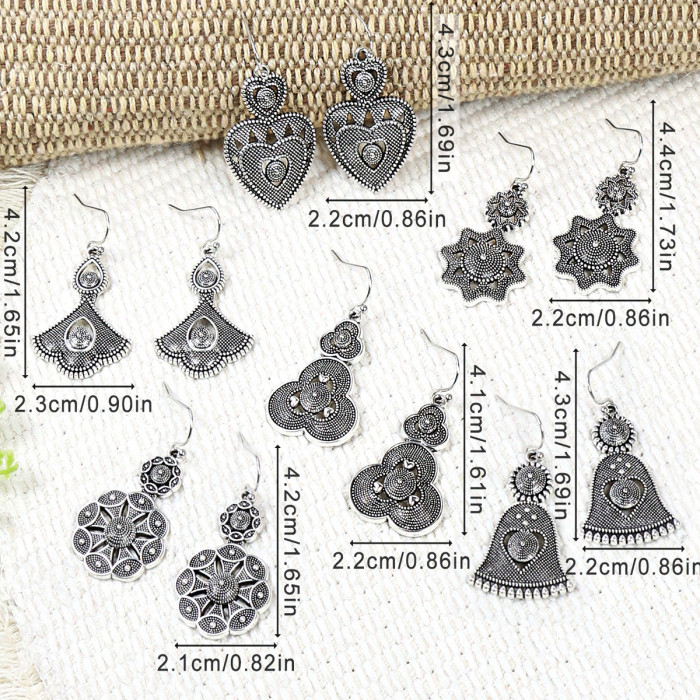 Han Hong Versatile New Retro Silver Series Heart Peach Clover Hollow Exquisite Earrings for Women Fashion Ear Jewelry