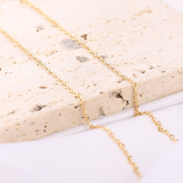 Manufacturer Wholesale 5MM Smooth Hollow Long Strip Laser Logo Engraving Fashion Simple Pendant Collarbone Chain Neck...