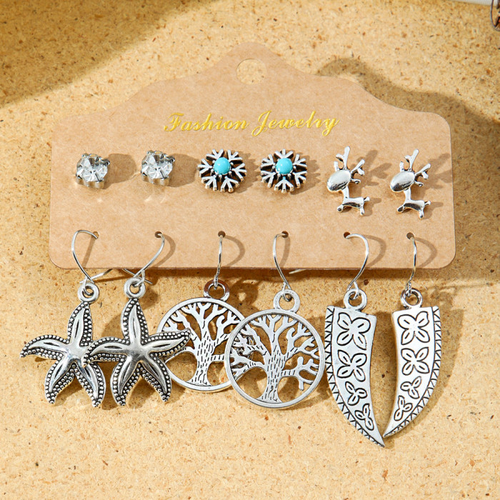 Hot-Selling Popular Jewelry Bohemian Style Turquoise Earrings Animal Geometric Metal Earrings Drop Earrings