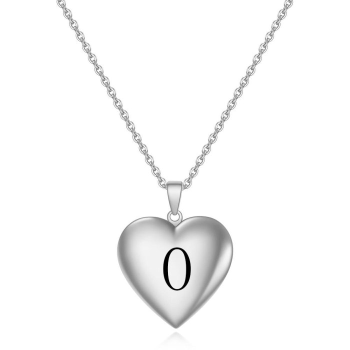 26 Letter Creative Commemorative Photo Openable Heart Pendant Titanium Steel Letter Heart Necklace Wholesale
