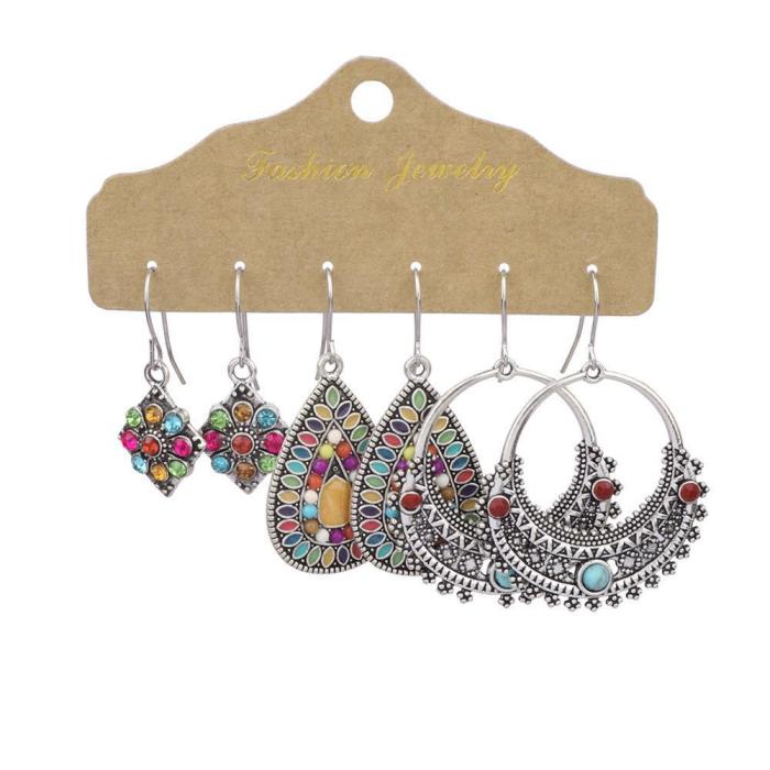 Amazon Hot Sale Bohemian Earrings Vintage Ethnic Hollow Tassel Bead Circle Earrings