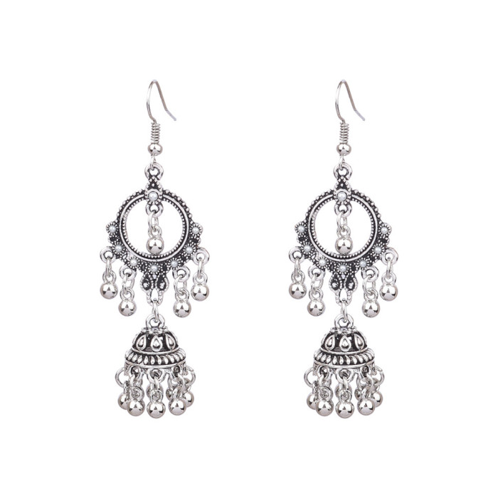 Amazon New Fashion Earrings Ethnic Style Retro Earrings Long Palace Bell Earrings Exaggerated