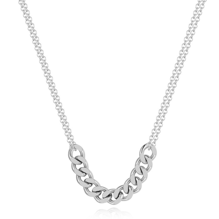 INS Double Layer 9MM Chain Fashion Retro Raphop Chain Necklace Personality Titanium Steel Stainless Steel Necklace fo...