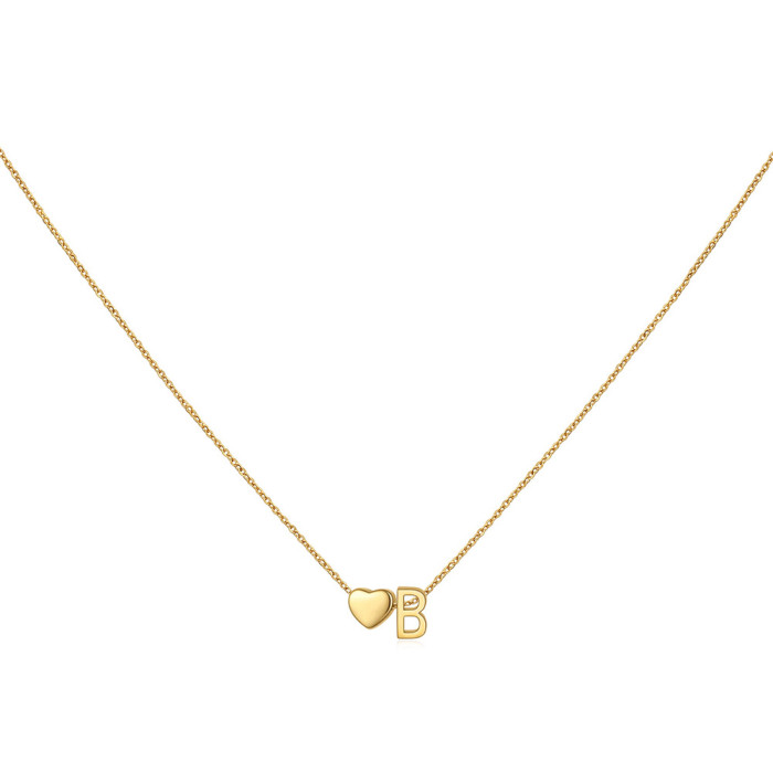DIY Three-Dimensional Heart New Necklace Personalized 26 English Letters Name Matching Necklace for Women Versatile C...