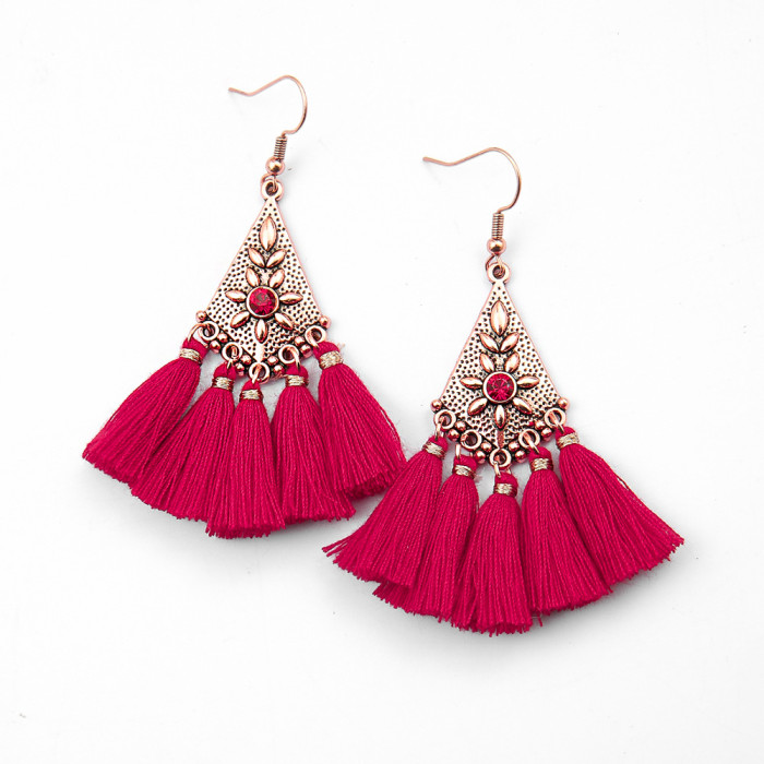 New Fashion Chinese Style Red Versatile Earrings National Trend Retro Festive Tassel Earrings New Year Gift Wholesale