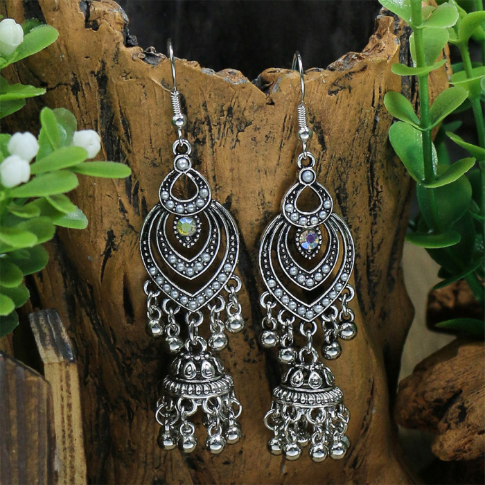 Amazon New Fashion Earrings Ethnic Style Retro Earrings Long Palace Bell Earrings Exaggerated