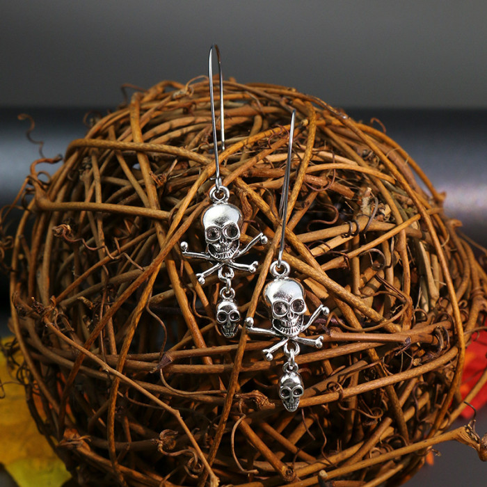 New European and American Halloween Earrings Horror Funny Skull Spider Web Earrings Dark Style Accessories Factory Direct Sale