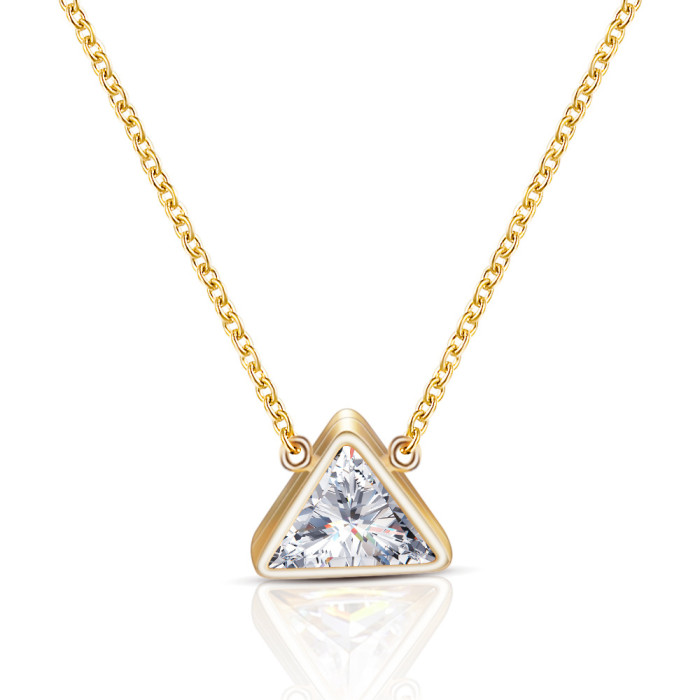 INS New Simple Geometric Zircon Triangle Stainless Steel Titanium Steel Collarbone Chain Necklace for Women Wholesale