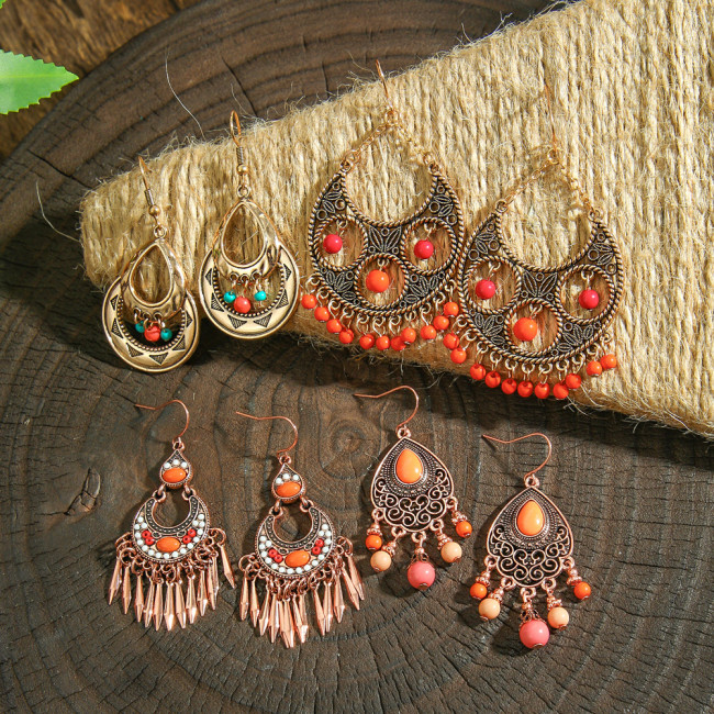 Fashion Ethnic Style Super Beautiful New Versatile Earrings Yunnan Vacation Style Colorful Tassel Earrings Manufacturer Wholesale