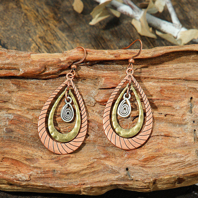 European and American Cross-Border Retro Bohemian Ethnic Style Water Drop Earrings Classic Versatile Niche Earrings Yiwu Small Accessories