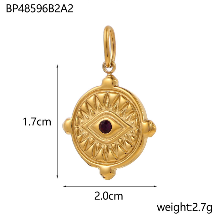 Hot Sale DIY Zircon Pendant Round Plate with Stone Devil's Eye Multi-Color Optional Pendant Accessories, Necklaces