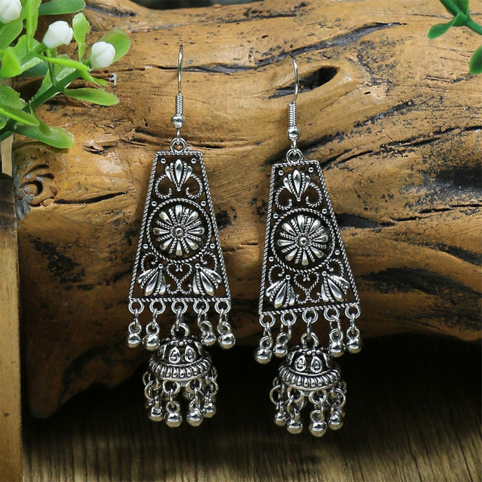 Amazon New Fashion Earrings Ethnic Style Retro Earrings Long Palace Bell Earrings Exaggerated