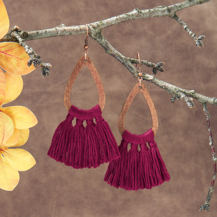 New Hot Selling Retro Bohemian Style Personality Geometric Water Drop Earrings Ethnic Vacation Style Tassel Earrings