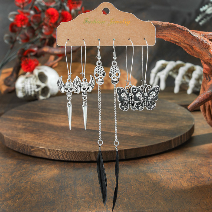Hot-Selling Halloween Accessories Earring Set Dark Retro Horror Skull Ghost Hand Spider Earrings Wholesale, Jewelry Sets
