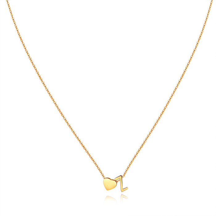 DIY Three-Dimensional Heart New Necklace Personalized 26 English Letters Name Matching Necklace for Women Versatile C...