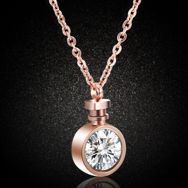 Korean Version Ins Creative Fashion Personality 10MM Perfume Bottle Necklace Valentine's Day Gift Elegant Versatile Zircon Necklace
