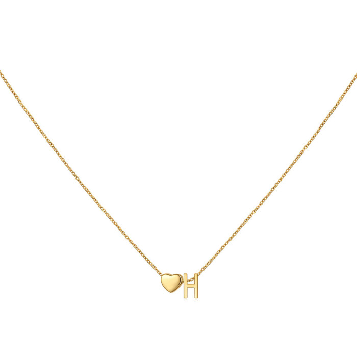DIY Three-Dimensional Heart New Necklace Personalized 26 English Letters Name Matching Necklace for Women Versatile C...