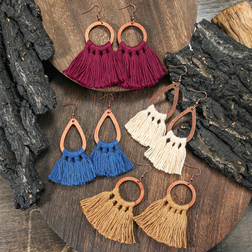 New Hot Selling Retro Bohemian Style Personality Geometric Water Drop Earrings Ethnic Vacation Style Tassel Earrings