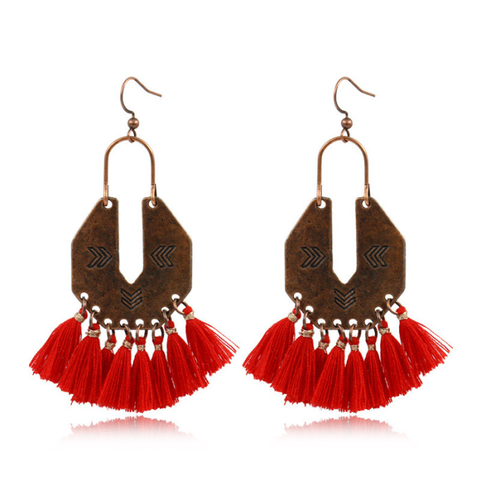 Bohemian Fashion Long Tassel Earrings Personality Retro Water Drop Earrings Exquisite Rice Beads Bridal Accessories W...